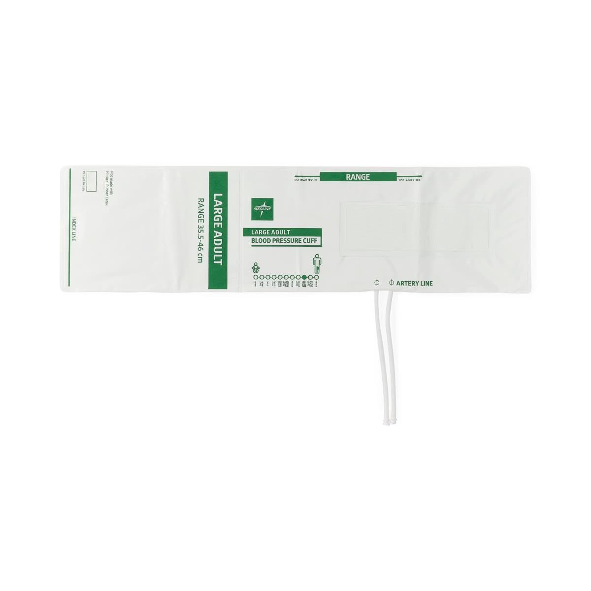 Disposable Soft Cloth 2-Tube Blood Pressure Cuff with Marquette Connector, Large Adult,5,Bag,MDS9924MQ
