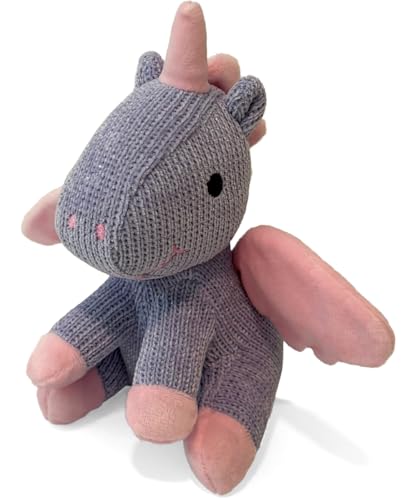 Knit 8" Unicorn Stuffed Animal Plush Toy - Purple & Pink Cuddly Soft Plushie is Ideal for Girls Ages 3-7 - Small Unicorn Stuffy - Perfect Stocking Stuffer for Girls - Small Christmas & Hanukkah Gift