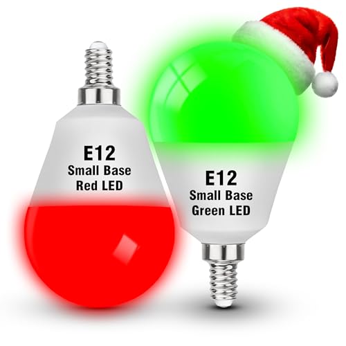 Image of Red Green E12 LED Candelabra Bulbs,3W Christmas Light Bulbs(1 Red+1 Green) | Red Light Bulb Green Light Bulbs 25w-40w Equivalent, E12 Small Base for Christmas Halloween Holiday Party Wedding Decoration