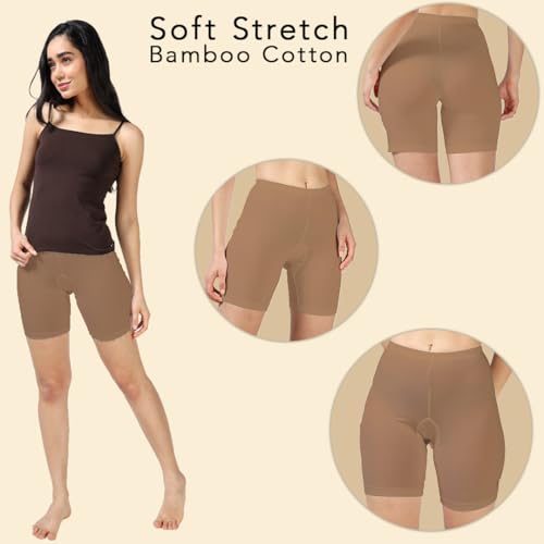 Image of Lavos Women Under Dress Sports Cycling Shorts, Bamboo Cotton Activewear Yoga Gym Workout Anti-Bacterial Uniform, Elastic Mid Waist Shorties Tights for Womens and Young Ladies