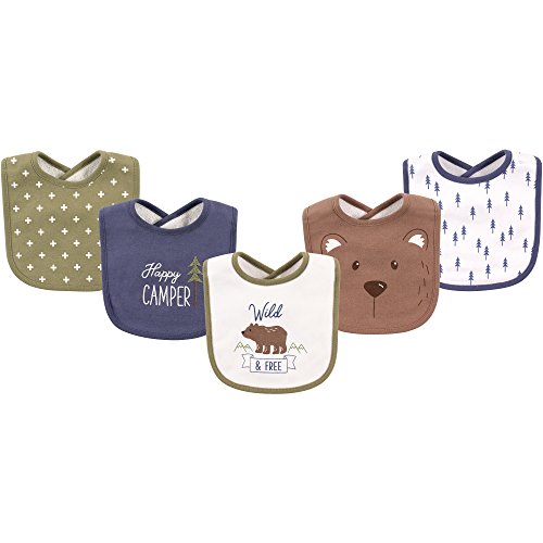 Image of Hudson Baby Unisex Baby Cotton Bibs, Bear, One Size