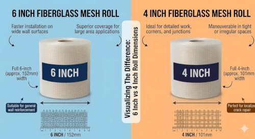Image of Fiberglass Mesh Roll for Plastering, 110 GSM, 6 Inch x 50 Meter, Pack of 2
