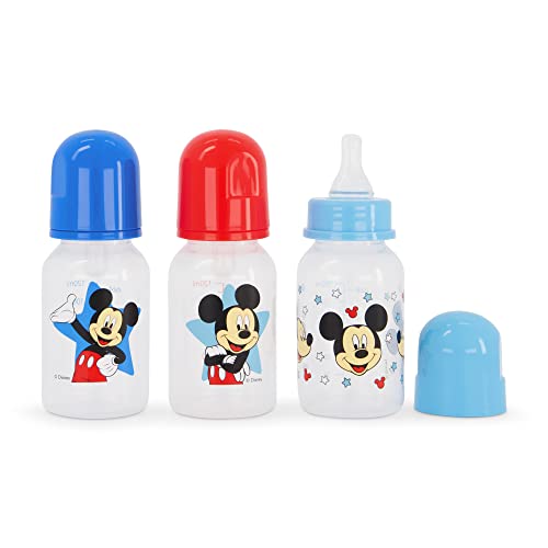 Baby Bottles 5 oz for Boys and Girls| 3 Pack of Disney Mickey Starboy Infant Bottles for Newborns and All Babies | BPA-Free Plastic Baby Bottle for Baby Shower