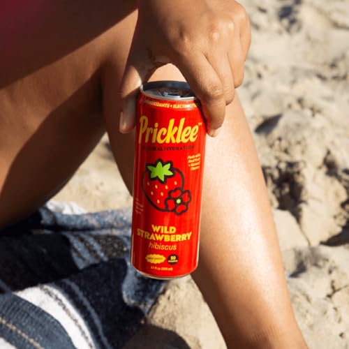 Pricklee Natural Hydration Drink &ndash; Wild Strawberry Hibiscus &ndash; Electrolytes + Antioxidants, Low Sugar, No Artificial Sweeteners &ndash; Non-Carbonated, Caffeine-Free &ndash; Cactus Water-Based (12 oz cans, 12 pack)