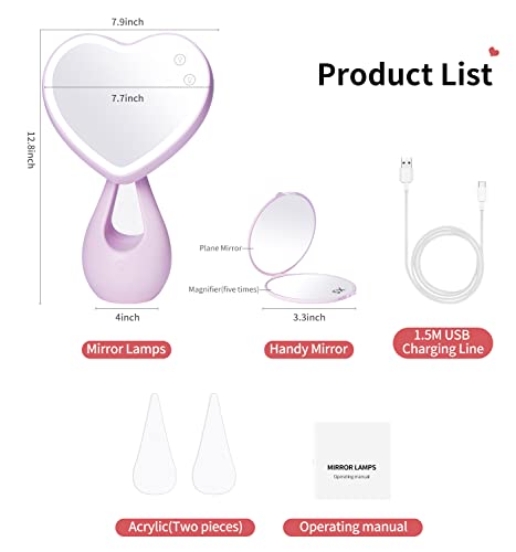Makeup Mirror With Lights,Led Rechargeable Makeup Mirror,Back Ambient Light, Nice Gift For Daughter Girlfriend Wife Sister #TOP5