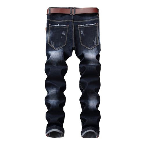 Men's Casual Cowboy Pants Ripped Washed Straight Fit Jeans Destroyed Retro Loose Mens Denim Pants2