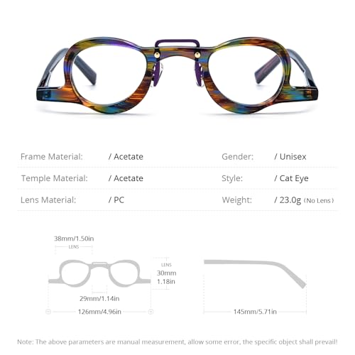 Image of HEPIDEM Acetate Glasses Frame Men,Round Optical Eyeglasses Women Vintage Retro Eyewear 9153