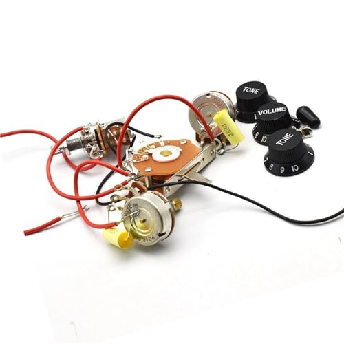 配線済みハーネスキット エレキギターベースA500K用配線ハーネスキット1セット 5ポジションプッシュプルボリュームトーンシャフトスイッチ