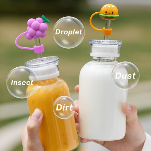 5PCS Straw Cover Cap for Stanley Cup, Silicone Cute Fruits & Food Straw Topper for Stanley 30&40 Oz Tumbler with Handle, 10mm 0.4in Dust-Proof Reusable Straw Tips Lids. (Color 7)