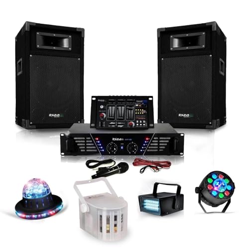 Pack Sonorisation 500W Ampli + Enceintes + Table de mixage USB + 4 jeux de lumières LED