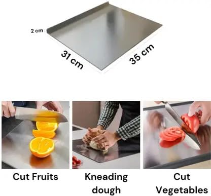 Image of Btop Stainless Steel Counter Top Chopping Board | Kneading Board for Chopping with Lip Bend | Vegetable,Fish,Cutter Board
