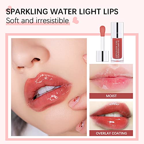 Yasovigi Hydrating Lip Oil Plumping Lip Tint Moisturizing Lip Gloss, Transparent Lip Balm Care Stick Nourishing Repairing Non-Sticky, Moisture&Lighten Lip Lines (Pink + Rosewood) #TOP5