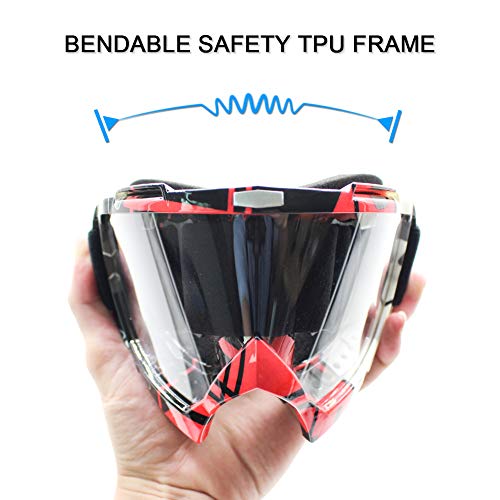 Sposune Motorcycle Goggles, Atv Dirt Bike Off Road Racing Mx Riding Goggle Anti-Scratch Dustproof Bendable Uv400 Eyewear With Padded Soft Thick Foam,Adjustable Strap For Adults' Cycling Motocross #TOP2