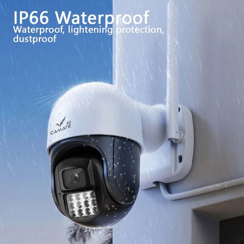 Camate Eclipse 4G Sim Based 3MP Wireless Outdoor Smart CCTV Camera, Pan & Tilt, Two-Way Talk, Coloured Night Vision, Motion Detection & Tracking, Alarm, Upto 256GB Micro SD Support 3