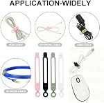 24pcs Organisateur de cordons, Poignées de câble en silicone réutilisables, Cord Ties for Bundling Earphone Phone, Elastic Wire Ties Cable Organizer for fixing Cordes