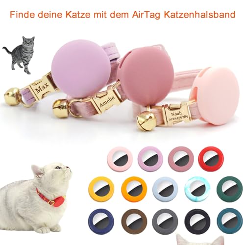 Personalisiertes Katzenhalsband mit Namensschild, verstellbares Samt Katzenhalsband mit Glocke, Haustier Halsband mit Name Telefonnummer Gravierte ID Tags (Cream)