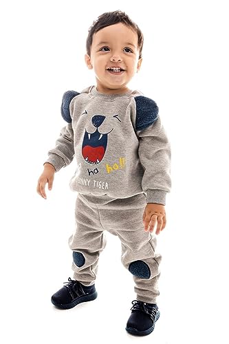Conjunto Inverno Masculino Infantil Sem Capuz Cor:Urso Azul;Tamanho:2