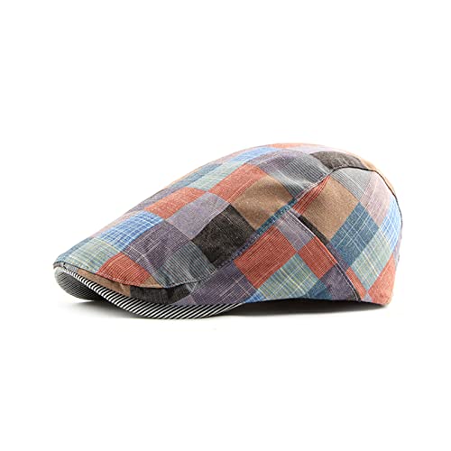 Kadble Mens Adjustable Colorful Striped Plaid Newsboy Golf Cap Flat Thin Summer Cap (Watermelon Red) #TOP12