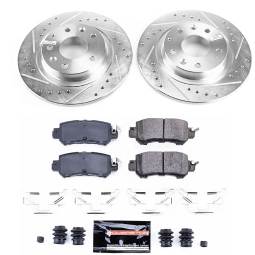 PowerStop Rear Brake Kit for Mazda CX-3 2016-18 - Drilled and Slotted Disc Rotors with Carbon-Fiber Ceramic Brake Pads Replacement, K7741 by PowerStop - Image 2