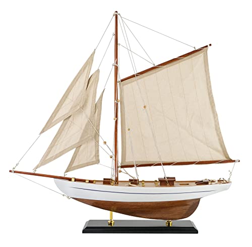 SAILINGSTORY Wooden Sailboat Decor Ship Model Antique Finish Ivory by HOME DECOR SAILINGSTORY - Used condition - US$41.43
