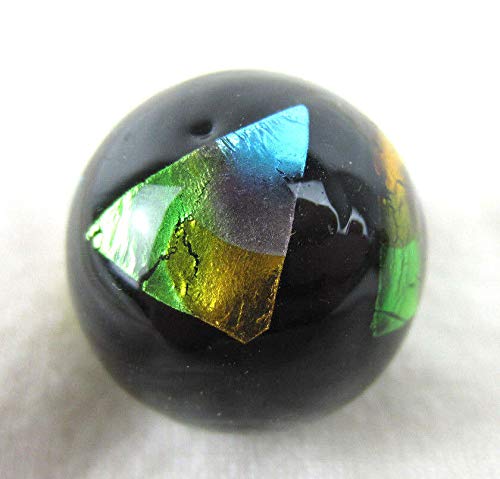 Big Game Toys~22Mm (7/8") Cleopatra Hand Made Art Glass Marble W/Stand Black Foil Pyramid #TOP2