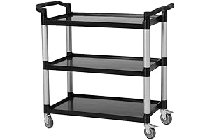 3-Shelf Rolling Utility Cart for Foodservice, Restaurants, and Cleaning