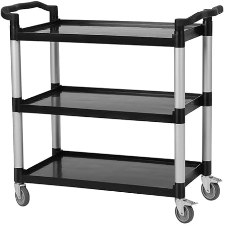 3-Shelf Rolling Utility Cart for Foodservice, Restaurants, and Cleaning