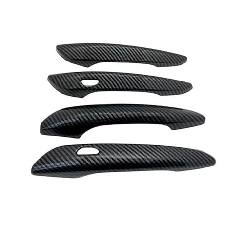 Pegatinas cromadas de fibra de carbono negro brillante para manijas de Mazda 3 2019-2022
