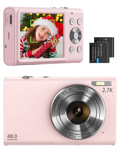 Digital Camera 1520P Autofocus Compact Camera FHD 48MP Photo Camera Vlogging Camera with 2.8 Screen, 32GB Memory Card, 16X Digital Zoom, Portable Mini Camera for Kids, Teenagers, Adult, Beginners