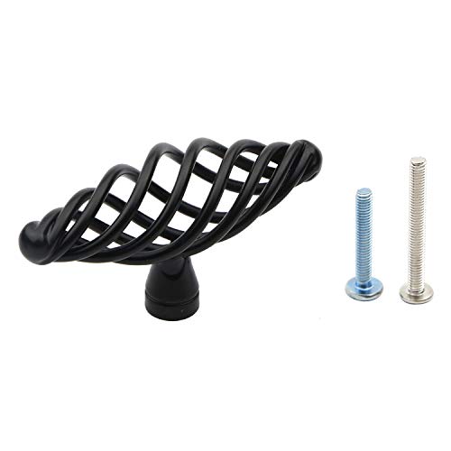 Pxyelec Muted Black Birdcage Nest Twist Cabinet Wardrobe Door Handle Drawer Cupboard Kitchen Dresser Pull Single Hole 6 Pack #TOP16