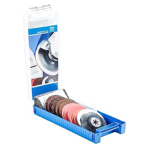 PFERD COMBICLICK Disc Set, 19 pcs. | 5 inch Dia. | 5/8-11 Thread | 48194 - for coarse Grinding to polishing Work with an Angle Grinder, only Available in a Set Cover