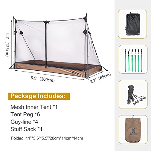 OneTigris Solo Mesh Tent, Ultralight Screen House with 3000 Waterproof Bathtub Floor for Camping Hiking Backpacking Traveling Fishing Patio - Thumbnail 3