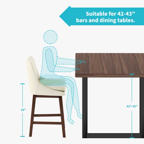 Cecer Counter Height Bar Stools, 360 Swivel Counter Height Stools, Solid Wood Counter Height Chairs, Faux Leather Bar Stools With Backs And Thicken Sponge Cushion, 26", Creamy White, Set Of 2 #TOP1