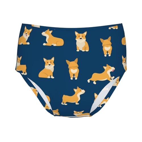 Smiling Welsh Corgi Girls' Underwear Soft Cotton Little Girls Panties Comfort Briefs