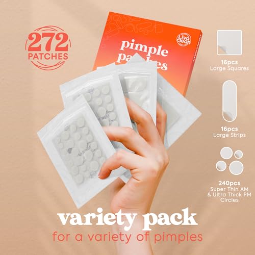 LivaClean 272 CT Pimple Patches Variety Pack Hydrocolloid Patches - Acne Patch XL, Large Pimple Dres