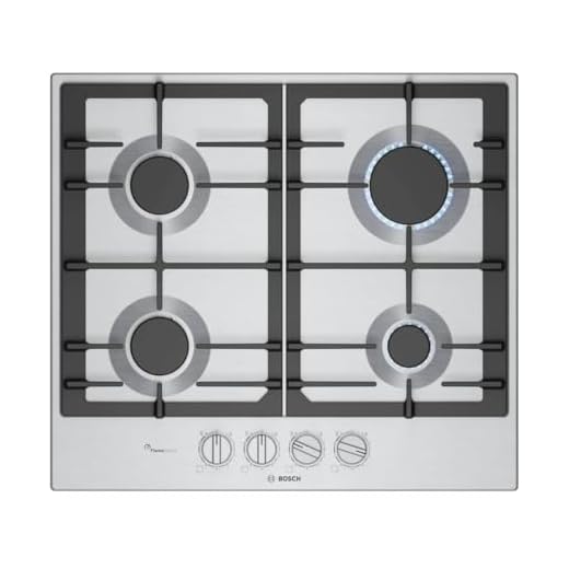Bosch, Series 6, PCP6A5I90, 60cm Gas Hob with 4 burners, Optimised FlameSelect, 2 Dishwasher suitable cast iron pan supports, Detachable metallic sword dials