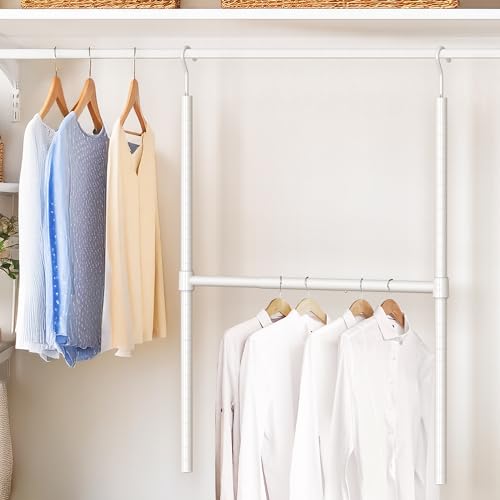 Simple Houseware Adjustable Closet Hanging Rod, White by Simple Houseware - Image 2