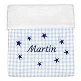 CARREDANA Manta de bebé-Arrullo para bebé.Regalo Recien Nacido.Mantas Infantiles para Proteger a los más pequeños de la casa. Multiusos. (Vichy Azul con Polar Blanco)