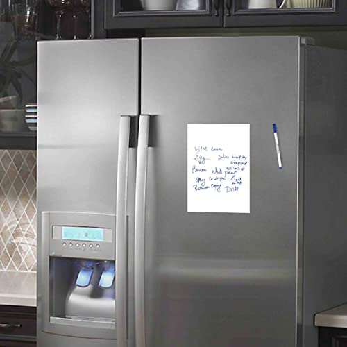 Image of WallDesign Magnetic Whiteboard Sheet 23x30cm (9x12in) - Dry Erase Fridge Memo Board, Flexible Writing Film with Marker Pen for Kitchen, Office, Metal Wardrobe, Grocery & to-Do List