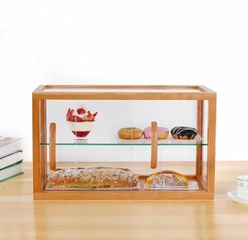 Holz-Vitrine 2-stöckig mit Klarglas, staubdichte Thekenvitrine für