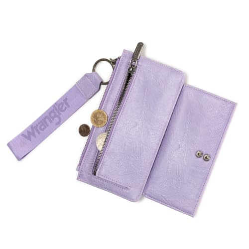 Image of Montana West X Wrangler Wallet for Women Ladies Female Card Cases & Money Organizers Wristlet with Wallet Large Clutch with Coin Purse Smooth Zipper and Rfid Lining