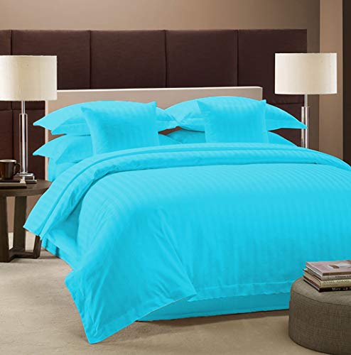 Funda de edredón algodón egipcio turquesa individual cama 600 hilos suave 2