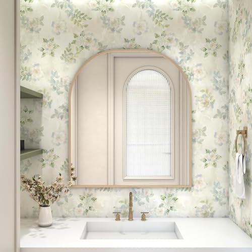 Image of Textured Wallpaper Peel and Sticks Vintage Flowers Leaves Pattern Design Floral Wallpaper,Watercolor Flowers with Leaves,Pastel Blue Green,Vintage Botanical Design Home Decor Vinyl Adhesive16.5&87inch