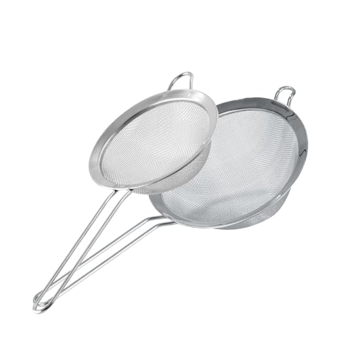 Fackelmann Set 2 Colini a rete fina, in acciaio inossidabile, colini da cucina 10 e 15 cm, per lavare e colare riso, cereali, quinoa, setaccio per farina, zucchero, spezie, lavabili in lavastoviglie