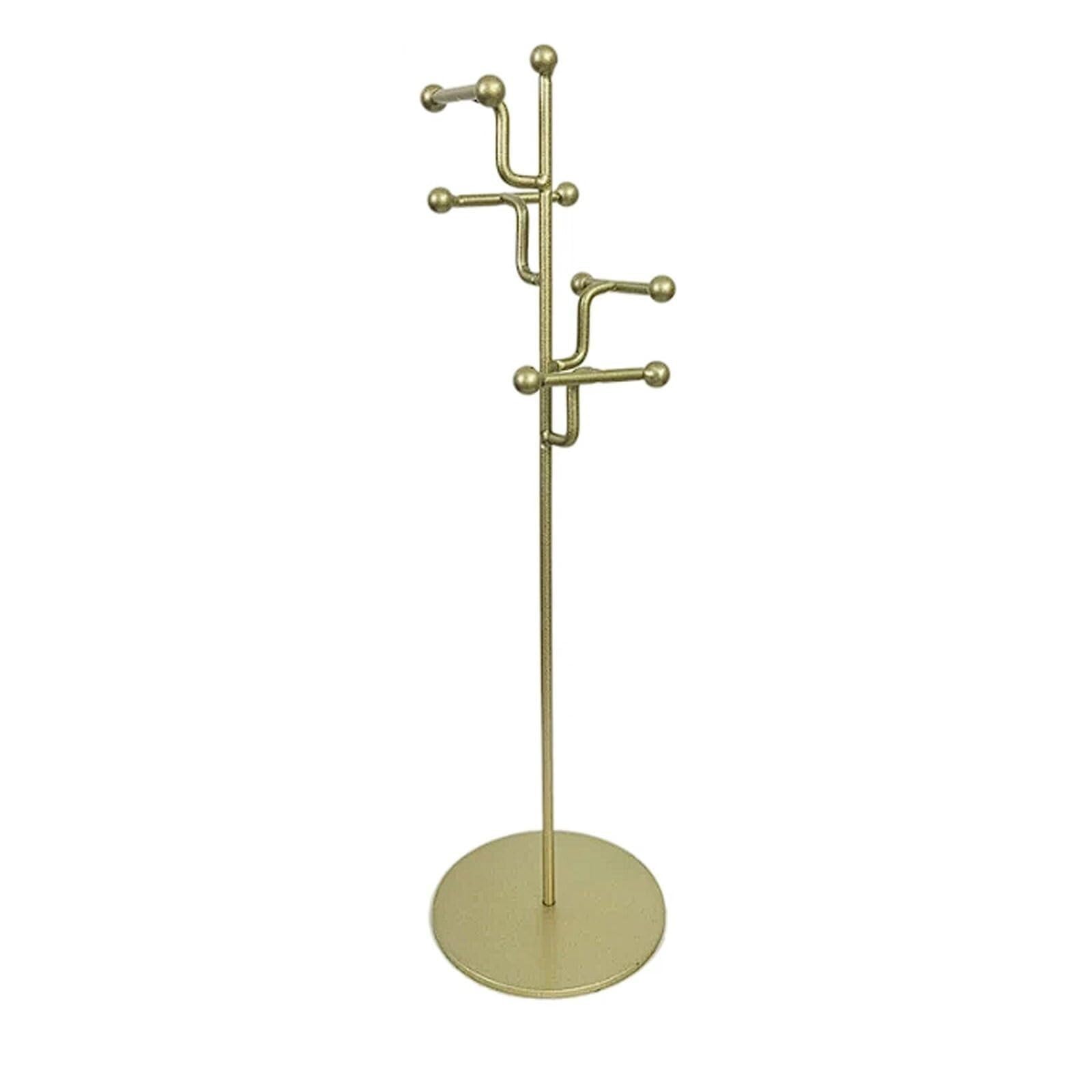 WxuuLTGJR Iron Jewelry Display Stand Ring Organizer Tree Necklace Tower Rack Jewelry Easel Stand Earring Showcase Hanging Holder Stable(Gold)