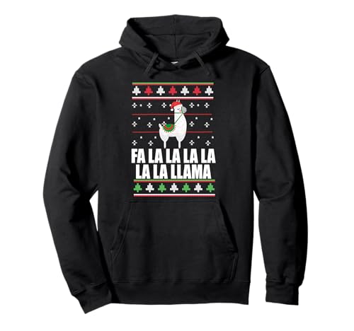 FA LA LLAMA Ugly Christmas Sweater Design Christmas Alpaca Meme Sudadera con Capucha