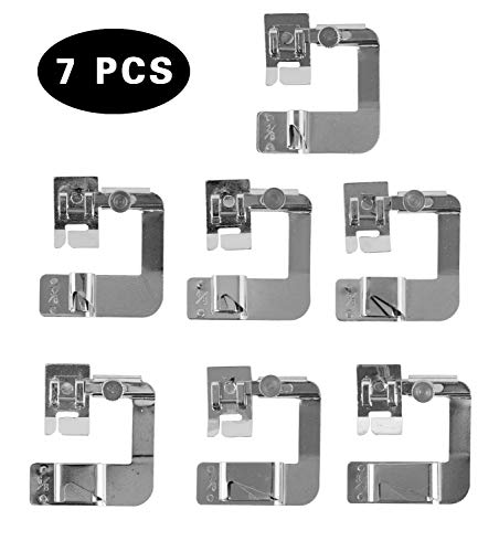 ZITFRI 7 Pcs Pied Ourleur Universel Pied Presseur d'Ourlet pour Machine à Coudre Roulé Couture Remplacements (2/8 Pouce, 3/8 Pouce, 4/8 Pouce, 5/8 Pouce, 6/8 Pouce, 7/8 Pouce,8/8 Pouce)