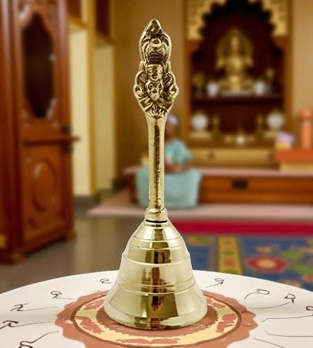 Premium Brass Garuda Pooja Bell 4 Inch Temple Ghanti for Spiritual Use, Home Puja, Rituals, Festive Aarti