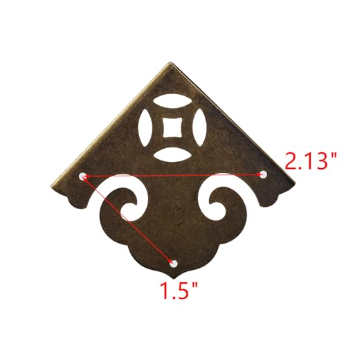 Image of MY MIRONEY 4PCS Brass Furniture Corner Protector Decorative Box Corner Protector Hollow Pattern Antique Hardware Desk Edge Corner Guard with Nails, 2.05 inch x 2.05 inch x 2.05 inch