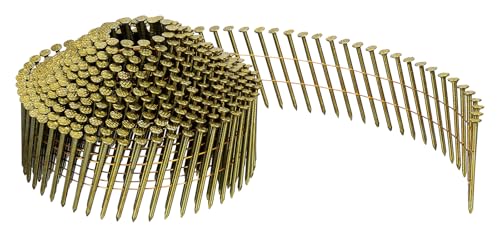 Clavos HiKOKI VS2138MU para conectar alambre, longitud total 1.5 pulgadas (38 mm), diámetro del eje 0.08 pulgadas (2.1 mm), rollos, para uso con clavadoras, para madera, 400 piezas x 40 rollos, recubrimiento amarillo, cabeza convexa miniatura 1